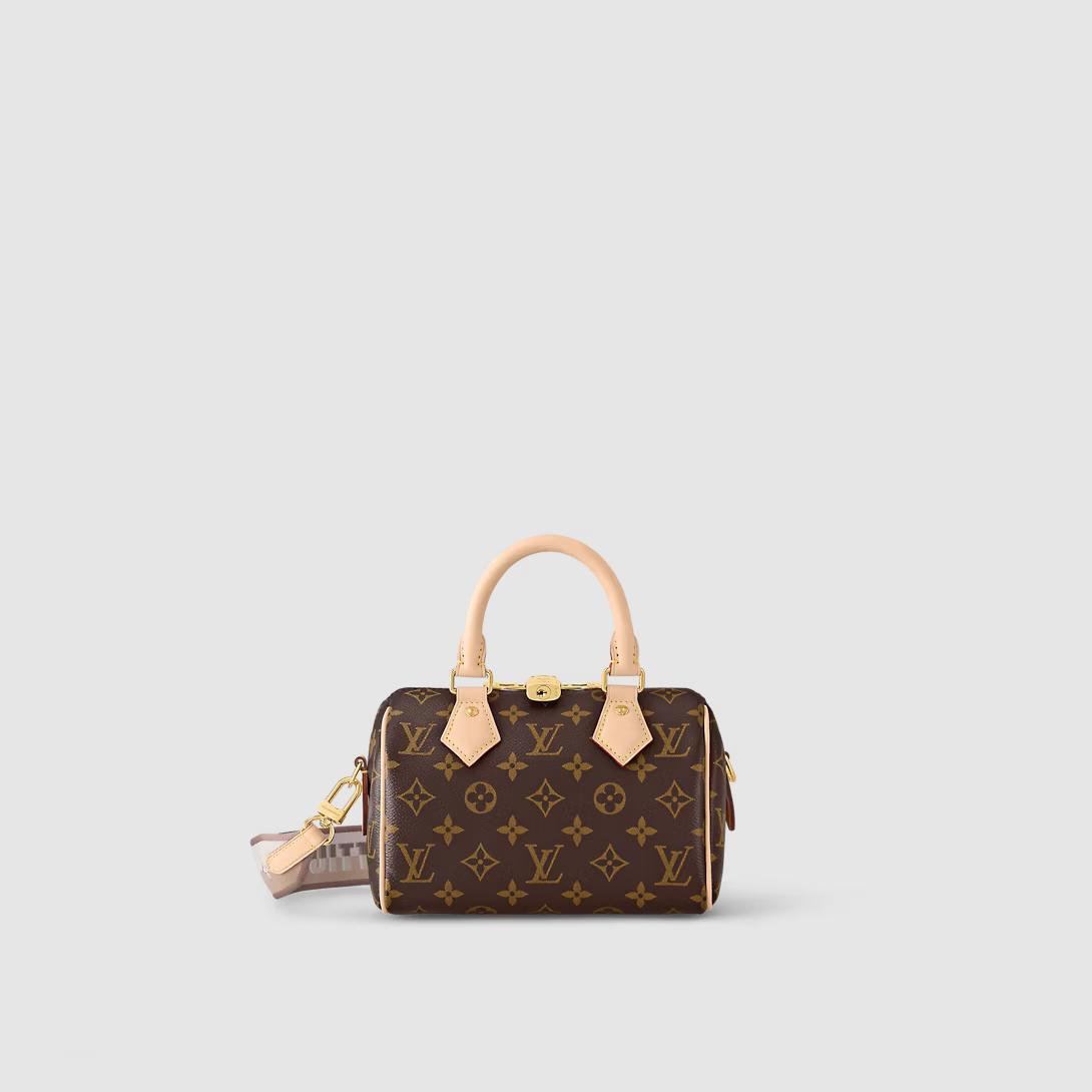 Túi Louis Vuitton Speedy Bandouliere 20 Monogram Nữ Be Nâu